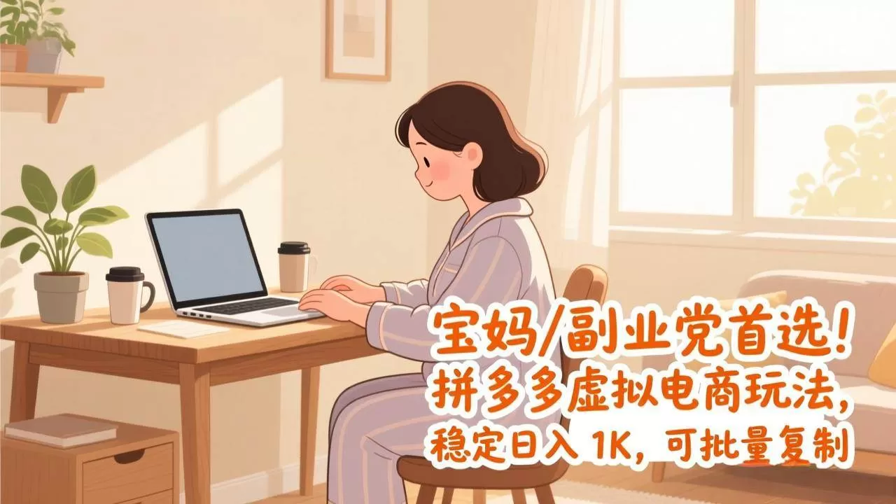 (17155期)宝妈 / 副业党首选!拼多多虚拟电商玩法,稳定日入 1K,可批量复制-难事易副业库