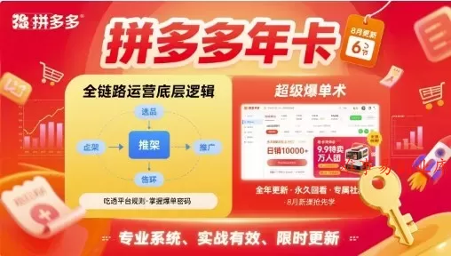 拼多多年卡，拼多多全链路运营底层逻辑，超级爆单术【更新26年6月】-难事易副业库