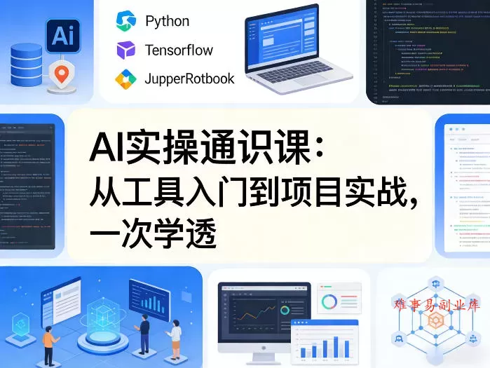 AI实操通识课，从工具入门到项目实战，一次学透-难事易副业库