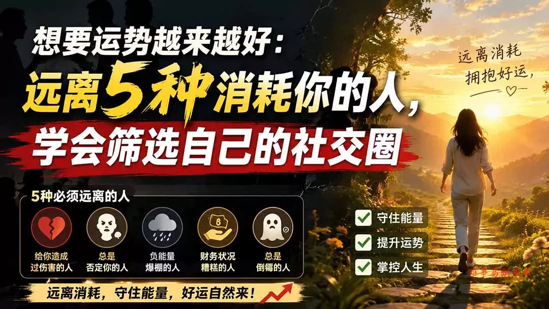 付费文章：想要运势越来越好：远离5种消耗你的人，学会筛选自己的社交圈-难事易副业库