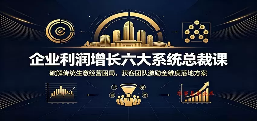 企业利润增长六大系统总裁课：破解传统生意经营困局，获客团队激励全维度落地方案-难事易副业库