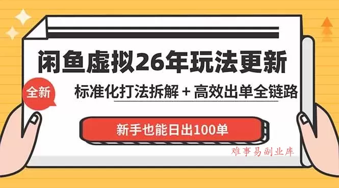 （18296期）闲鱼虚拟从0到1系统化运营课程：标准化打法拆解 + 高效出单全链路教学，新手也能日出100单-难事易副业库