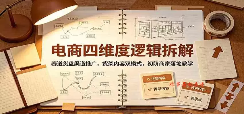 电商四维度逻辑拆解：赛道货盘渠道推广，货架内容双模式，初阶商家落地教学-难事易副业库