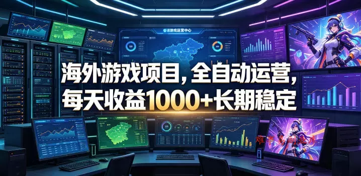 海外游戏项目，全自动运营，每天收益1000+长期稳定【揭秘】-难事易副业库