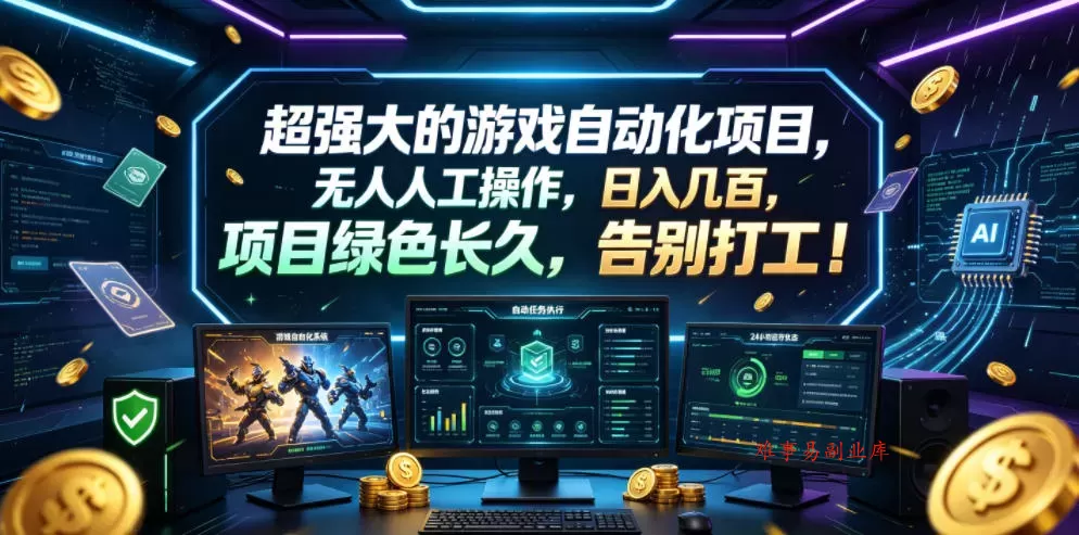 超强大的游戏自动化项目，无人人工操作，日入几百，项目绿色长久，告别打工！【揭秘】-难事易副业库