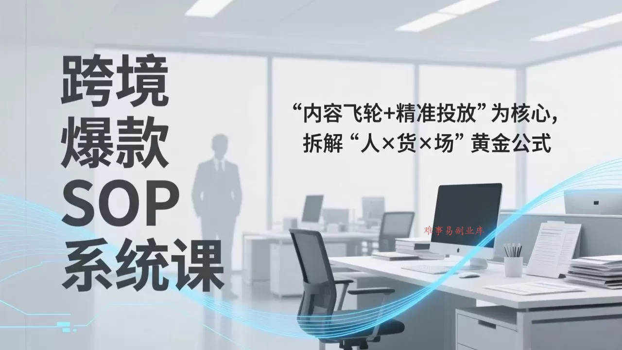 (17370期)跨境爆款SOP系统课,“内容飞轮+精准投放”为核心,拆解“人×货×场”黄金公式-难事易副业库