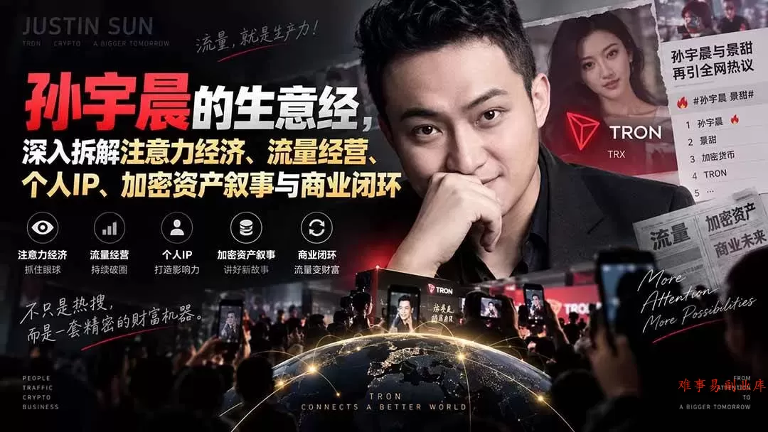 （20290期）某星球精华文章——孙宇晨的生意经，深入拆解注意力经济、流量经营、个人IP、加密资产叙事与商业闭环-难事易副业库