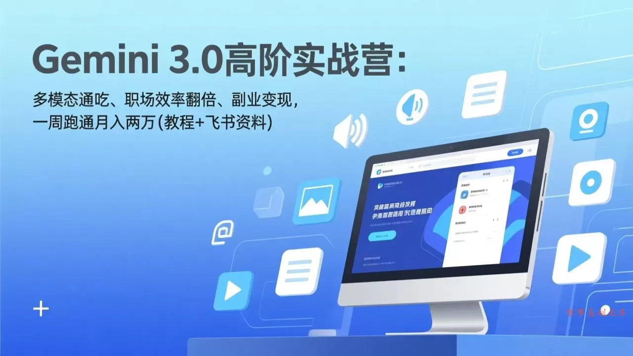 Gemini 3.0高阶实战营：多模态通吃、职场效率翻倍、副业变现，一周跑通月入两万(教程+飞书资料