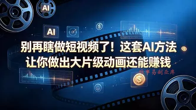 别再瞎做短视频了！这套 AI 方法让你做出大片级动画还能赚钱【原创双语字幕】-难事易副业库