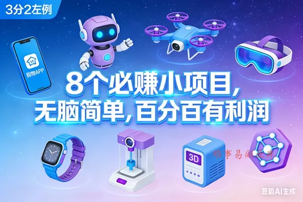 （17447期）8个必赚小项目，无脑简单，百分百有利润，副业首选，日入300+