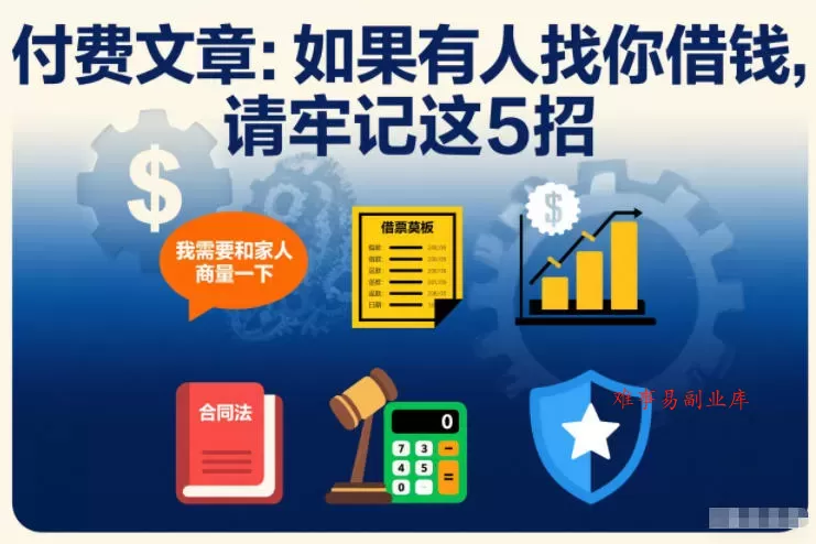 付费文章：如果有人找你借钱，请牢记这5招-难事易副业库