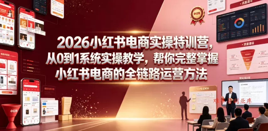 2026小红书电商实操特训营，从0到1系统实操教学，帮你完整掌握小红书电商的全链路运营方法-难事易副业库
