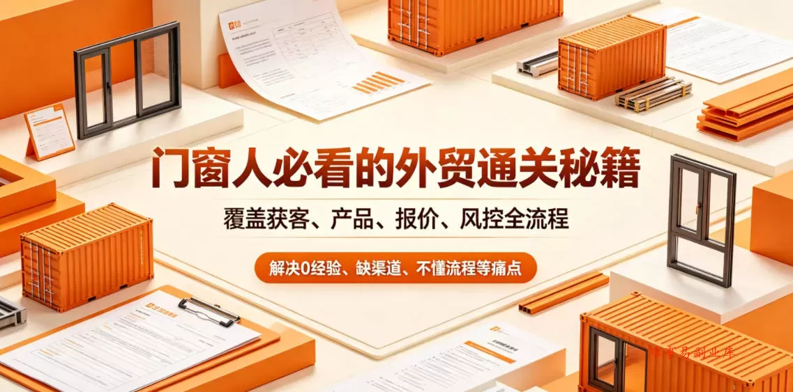 门窗人必看的外贸通关秘籍，块覆盖获客、产品、报价、风控全流程，解决0经验、缺渠道、不懂流程等痛点-难事易副业库