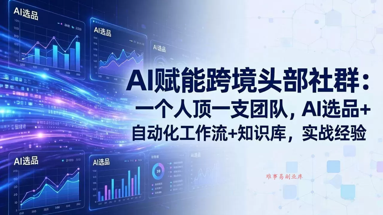 (18164期)AI赋能跨境头部社群-更新4月23:一个人顶一支团队,AI选品+自动化工作流+知识库,实战经验-难事易副业库