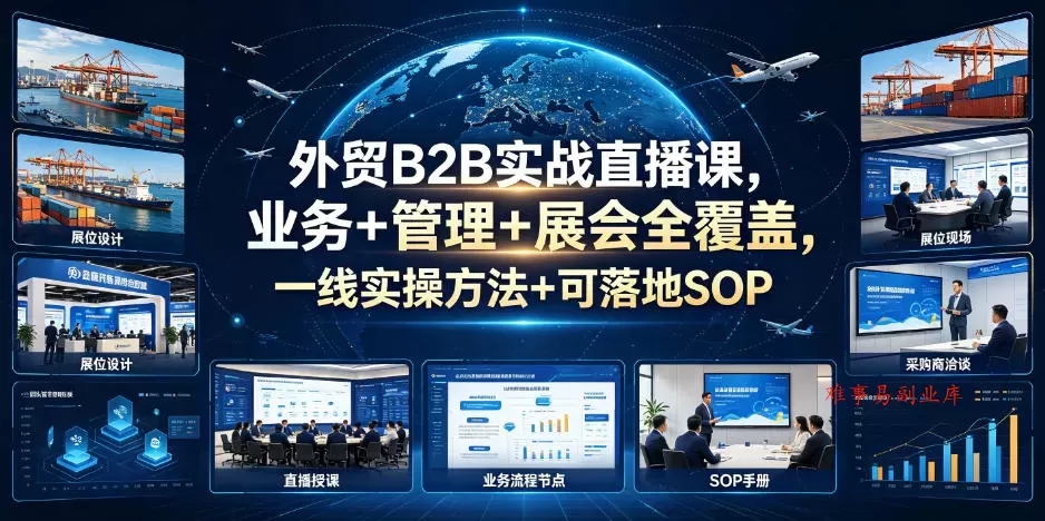 外贸B2B实战直播课，业务+管理+展会全覆盖，一线实操方法+可落地SOP-难事易副业库