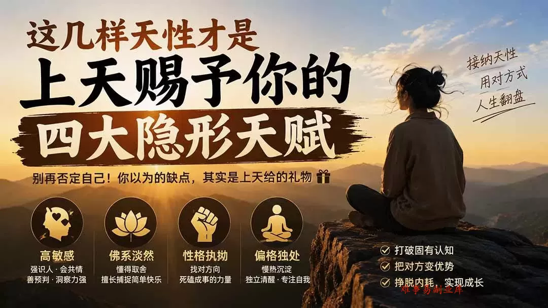（19984期）付费文章：这几样天性才是上天赐予你的四大隐形天赋-难事易副业库