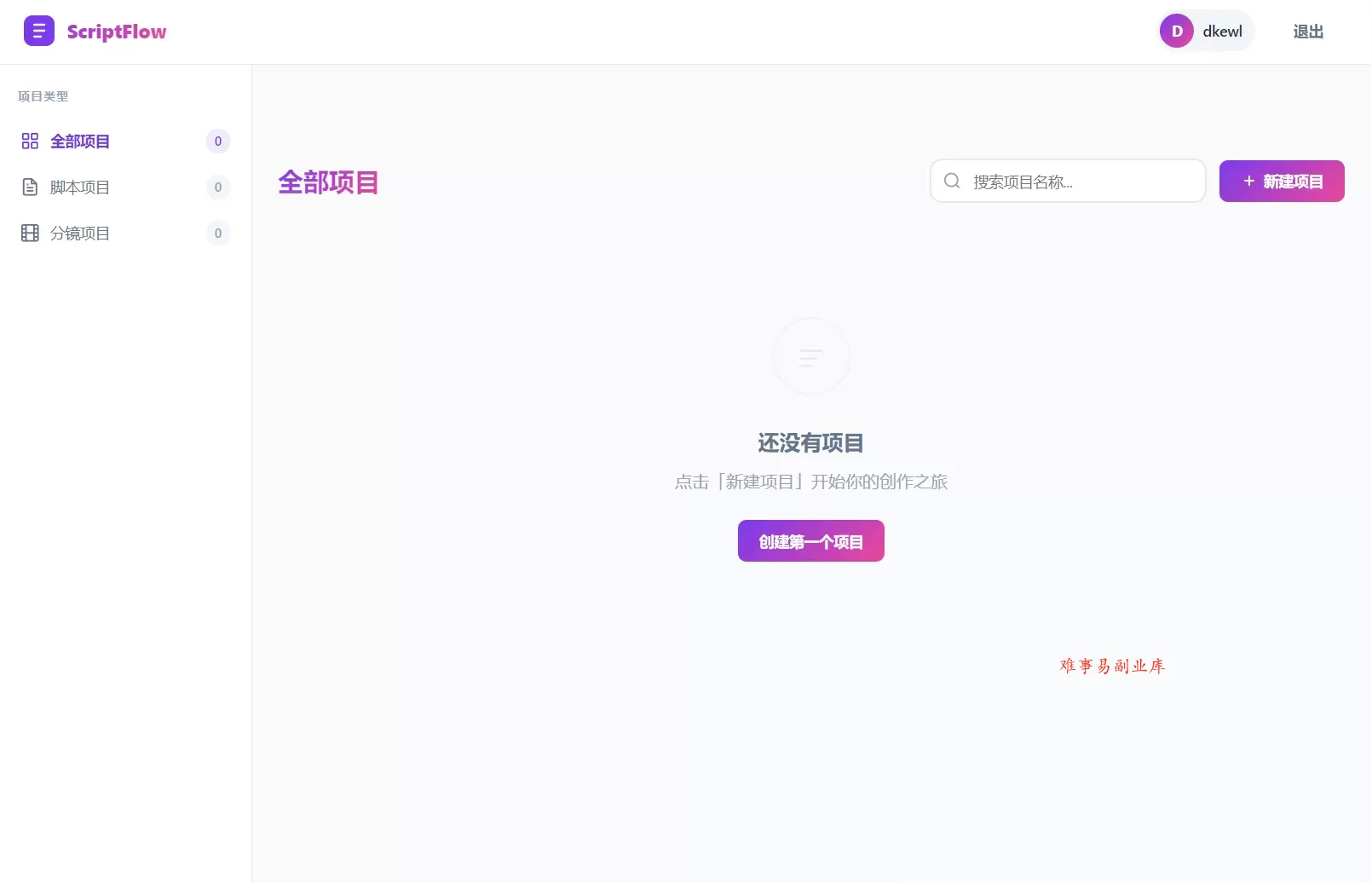 影视脚本分镜在线协作系统源码-难事易副业库