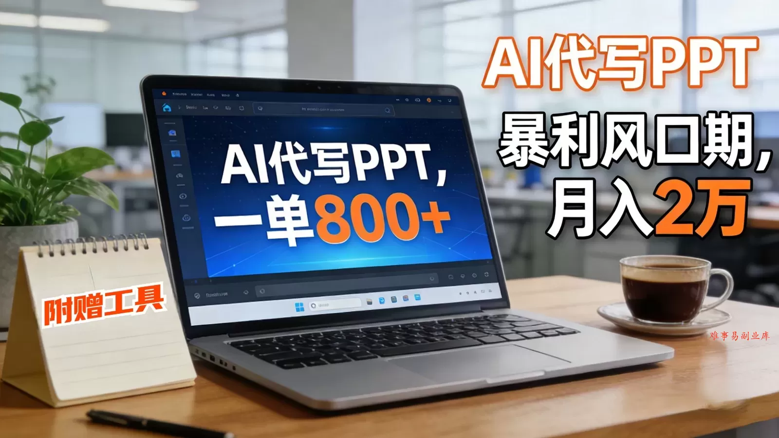 AI 代写做 PPT！一单狂赚 800+，风口期月入 2 万(工具 + 提示词直接送)-难事易副业库
