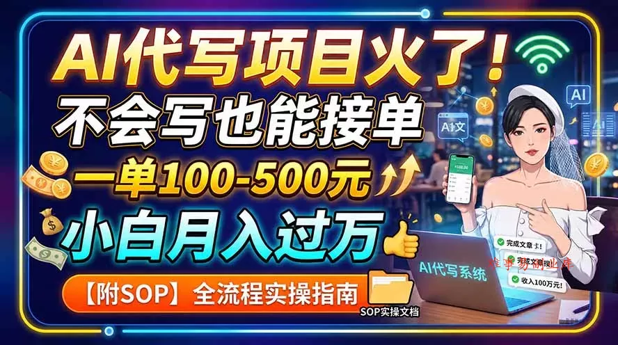 AI代写项目火了！不会写也能接单，一单100-500元，小白月入过万【附SOP】-难事易副业库