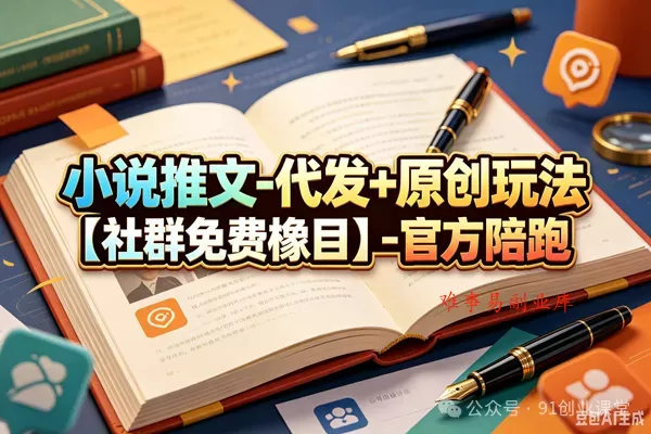 小说推文-代发+原创玩法【社群免费橡目】-官方陪跑-难事易副业库