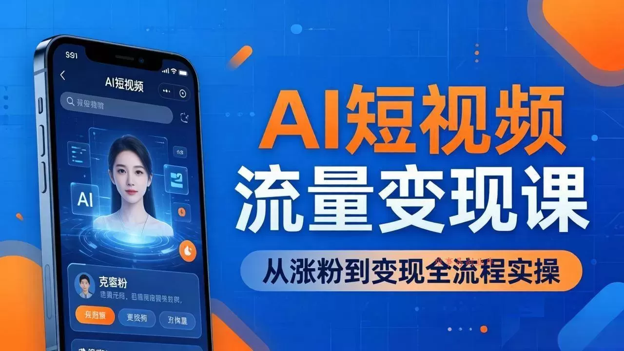 （17939期）AI短视频流量变现课：一部手机玩转数字人克隆+爆款制作，从涨粉到变现全流程实操-难事易副业库