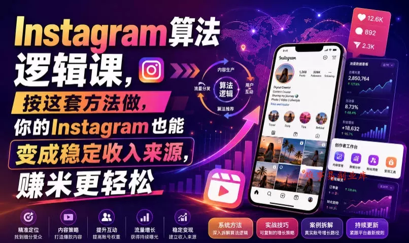 Instagram算法逻辑课，按这套方法做，你的Instagram也能变成稳定收入来源，賺米更轻松【原创双语字幕】-难事易副业库