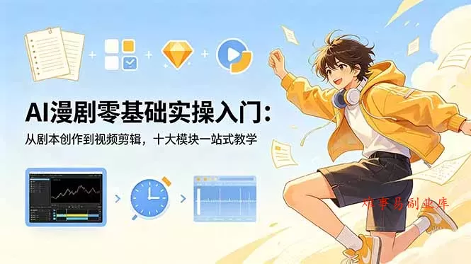 AI漫剧零基础实操入门：从剧本创作到视频剪辑，十大模块一站式教学-难事易副业库