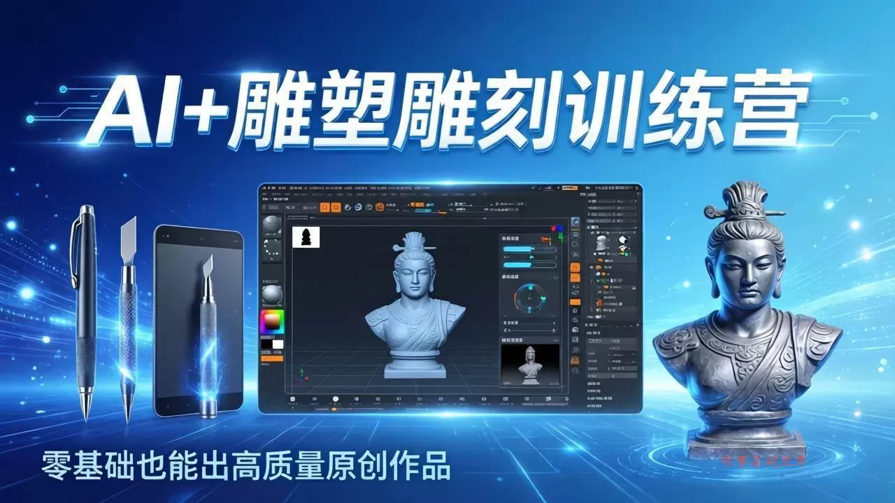 （17651期）AI+雕塑雕刻训练营：从AI创作、大模型训练到3D雕刻 + 渲染，零基础也能出高质量原创作品