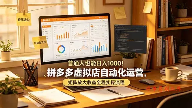 普通人也能日入 1000！拼多多虚拟店自动化运营，矩阵放大收益全程实操流程-难事易副业库