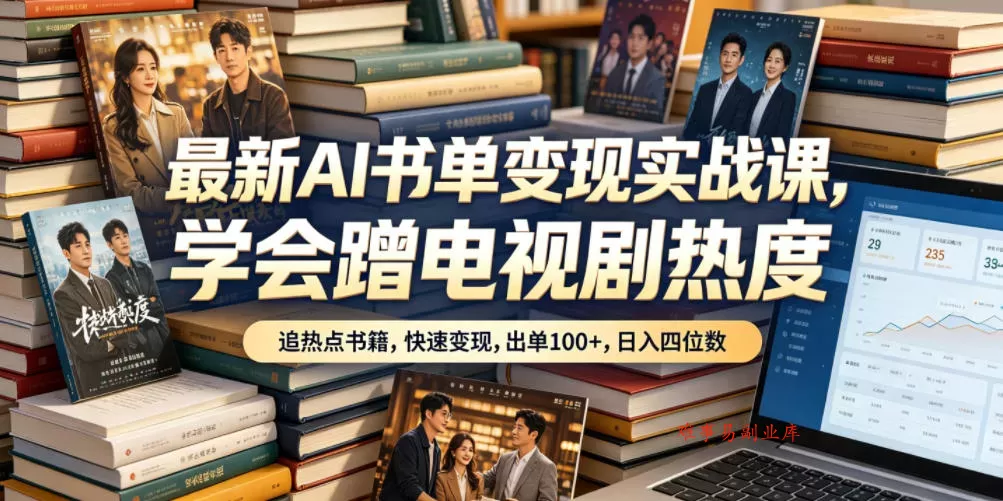 最新AI书单变现实战课，学会蹭电视剧热度，追热点书籍，快速变现，出单100+，日入四位数-难事易副业库