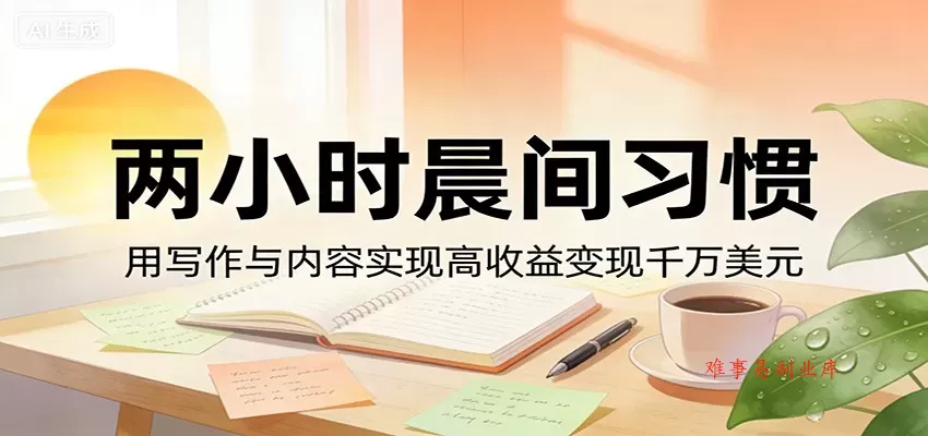 付费文章:两小时晨间习惯,用写作与内容实现高收益变现千万美元 付费文章:两小时晨间习惯,用写作与内容实现高收益变现千万美元