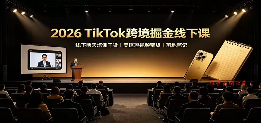 2026 TikTok跨境掘金线下课：线下两天培训干货，美区短视频带货落地笔记-难事易副业库