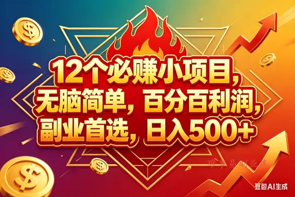 (18272期)12个必赚钱的小项目,百分百赚米,无脑简单,副业首选,日入600+ (18272期)12个必赚钱的小项目,百分百赚米,无脑简单,副业首选,日入600+