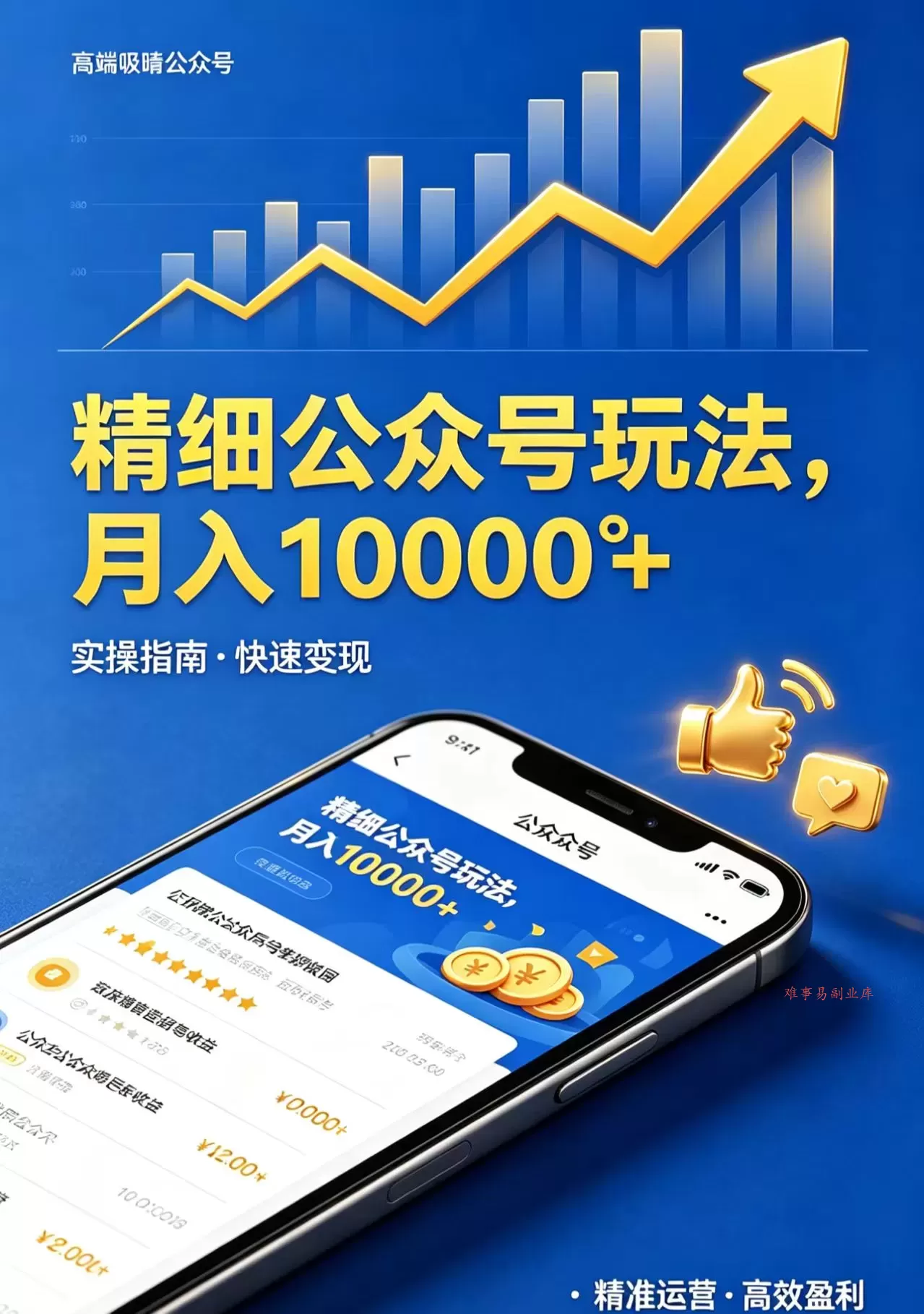 精细公众号玩法，月入10000+，实操指南，快速变现-难事易副业库