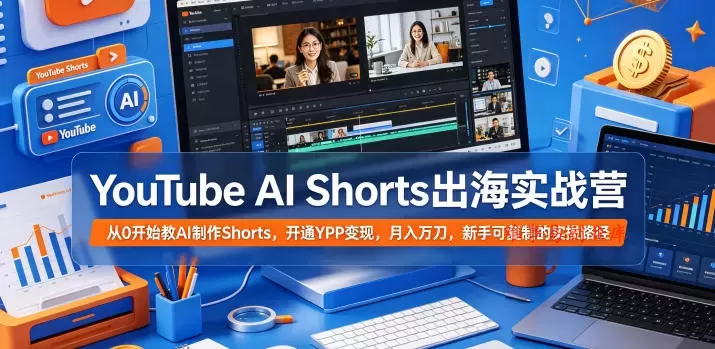 YouTube AI Shorts出海实战营,从0开始教AI制作Shorts,开通YPP变现,月入万刀,新手可复制的实操路径 YouTube AI Shorts出海实战营,从0开始教AI制作Shorts,开通YPP变现,月入万刀,新手可复制的实操路径