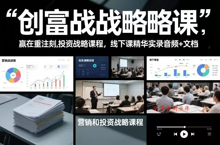 创富战略课，赢在重注时刻，营销和投资战略课程，线下课精华实录音频+文档-难事易副业库