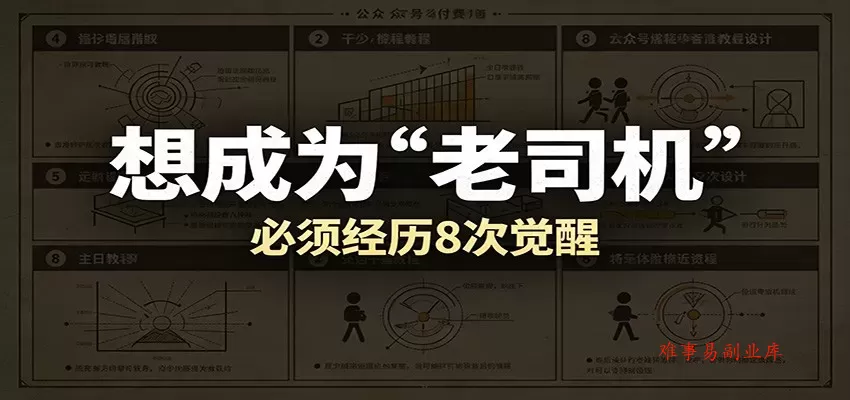 某公众号付费文章：想成为“老司机”，必须经历8次觉醒-难事易副业库