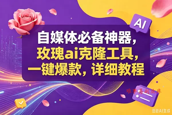 （18977期）玫瑰ai克隆工具，一键爆款ai神器，自媒体的必备工具，50多个功能，详细教程-难事易副业库