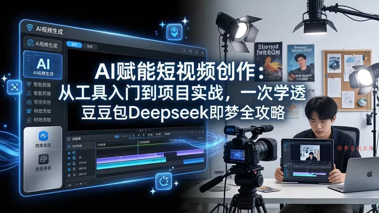 （17762期）AI赋能短视频创作：从工具入门到项目实战，一次学透豆包Deepseek即梦全攻略-难事易副业库