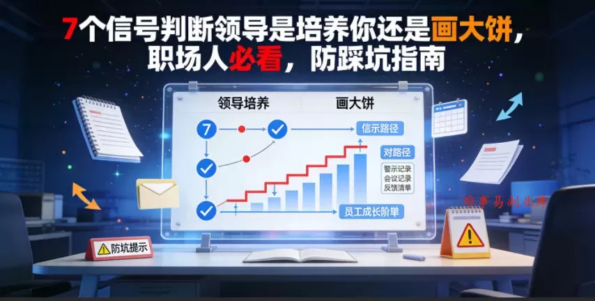 付费文章：7个信号判断领导是培养你还是画大饼，职场人必看，防踩坑指南-难事易副业库