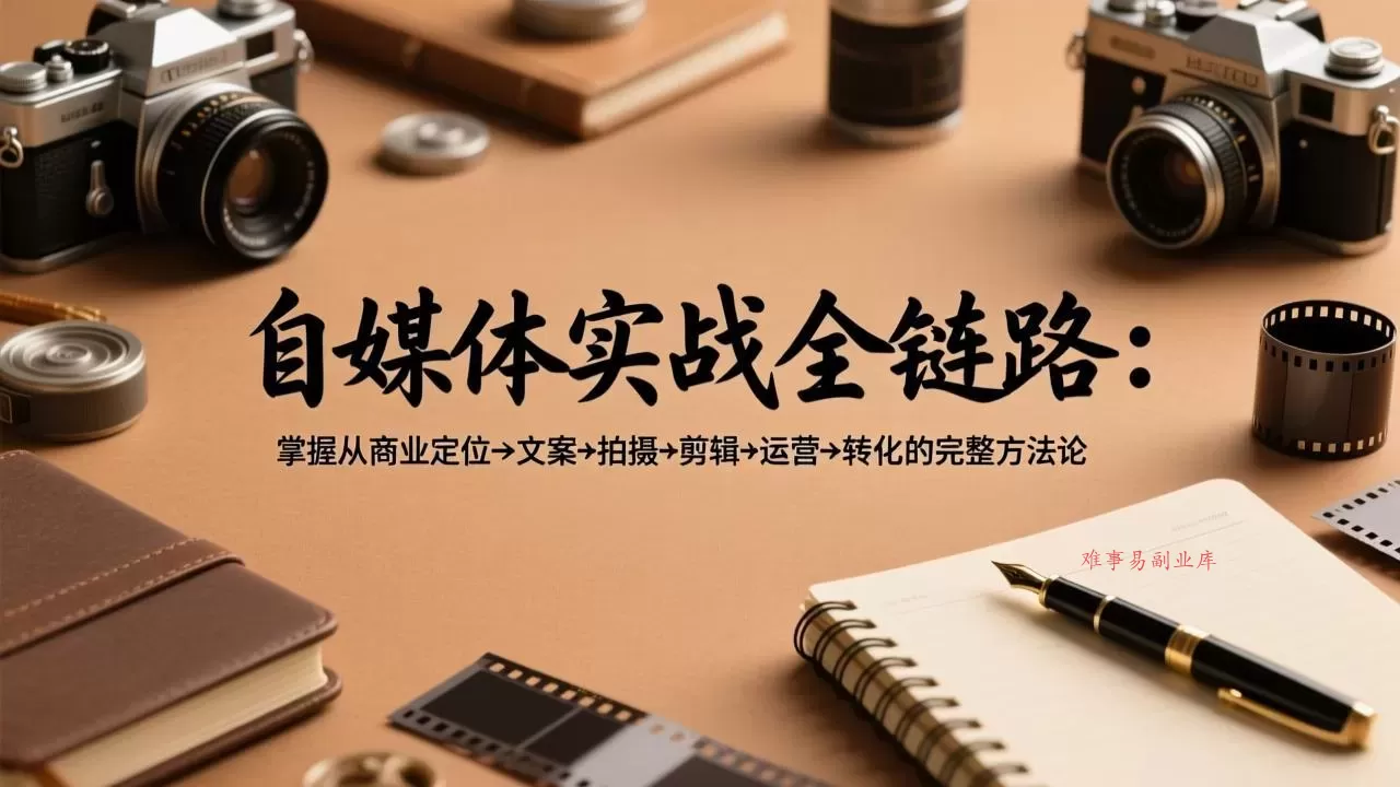 自媒体实战全链路:掌握从商业定位→文案→拍摄→剪辑→运营→转化的完整方法论-难事易副业库