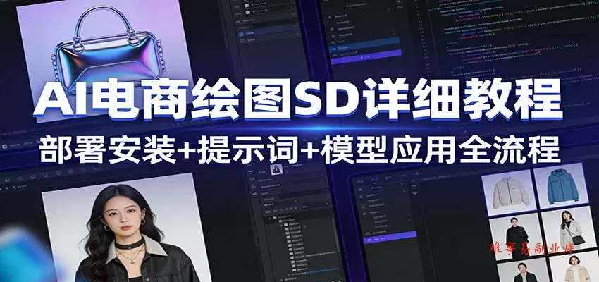 AI电商绘图SD详细教程：部署安装+提示词+模型应用全流程-难事易副业库