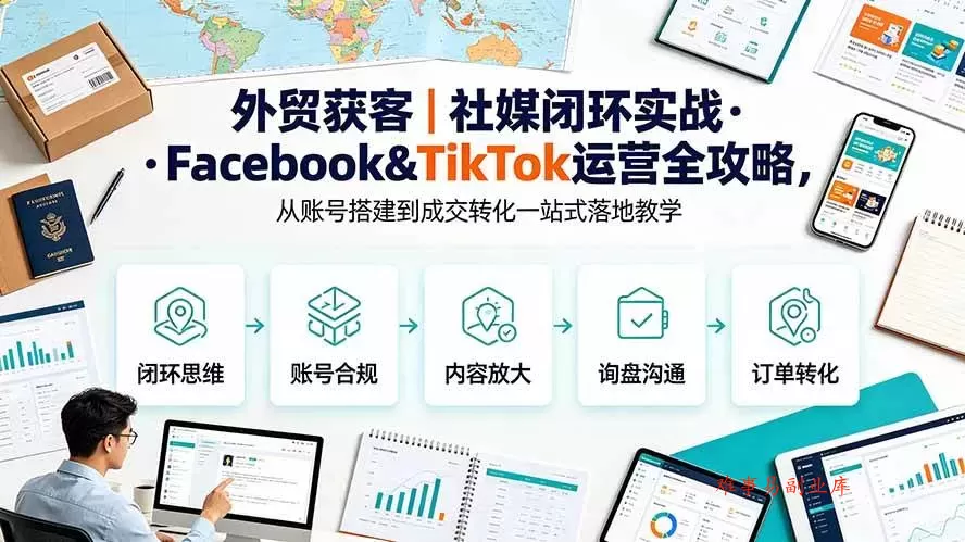 （19526期）外贸获客｜社媒闭环实战·Facebook&TikTok运营全攻略，从账号搭建到成交转化一站式落地教学-难事易副业库