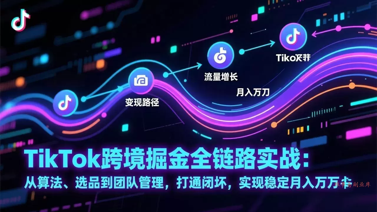 （17216期）TikTok跨境掘金全链路实战：从算法、选品到团队管理，打通闭环，实现稳定月入万刀-难事易副业库