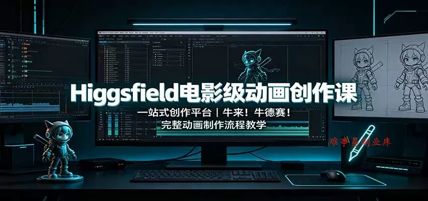 Higgsfield电影级动画创作课：一站式创作平台，牛来！牛德赛！完整动画制作流程教学-难事易副业库