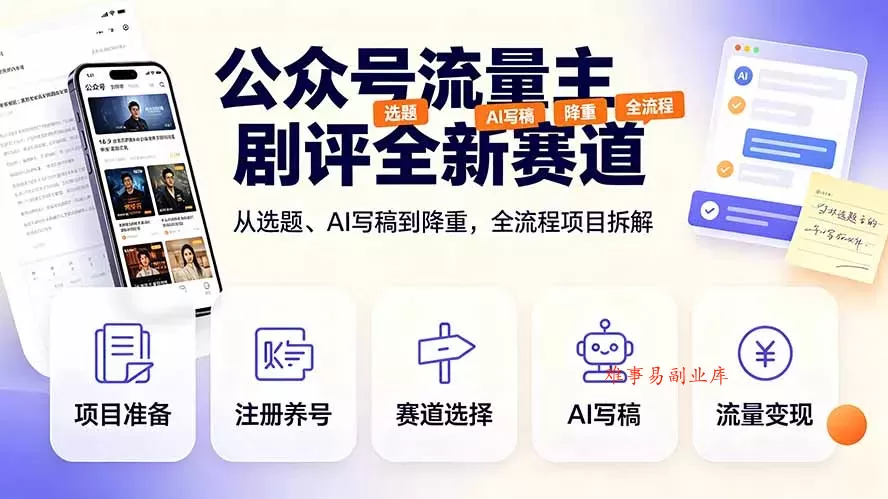 公众号流量主剧评全新赛道,从选题、AI写稿到降重,全流程项目拆解 公众号流量主剧评全新赛道,从选题、AI写稿到降重,全流程项目拆解