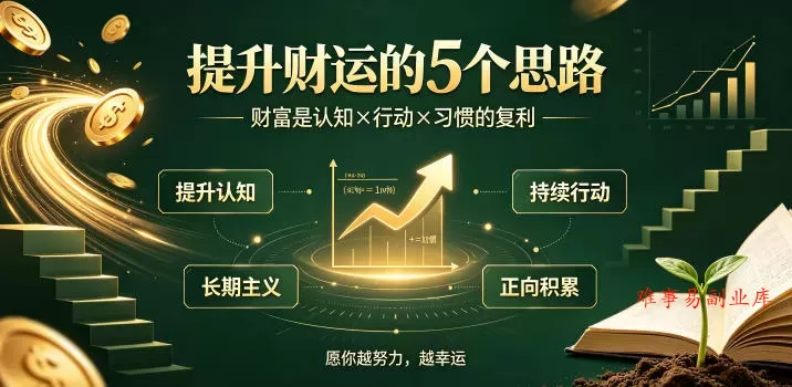 付费文章：提升财运的5个思路——财富是认知x行动x习惯的复利，愿你越努力，越幸运-难事易副业库