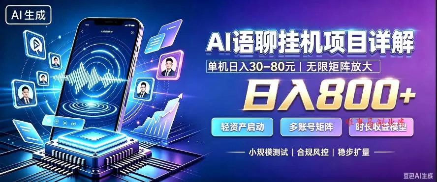 AI聊天挂G项目，日入800+，适用个人副业，支持工作室矩阵操作，放大收益【揭秘】-难事易副业库