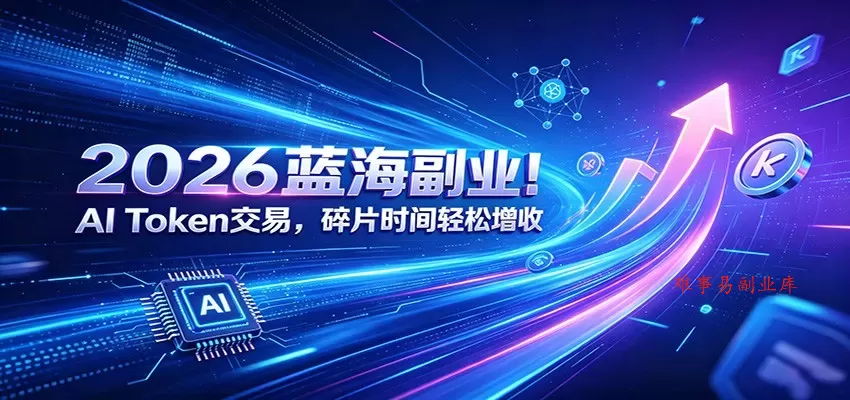 2026蓝海副业！AI Token交易，碎片时间轻松增收-难事易副业库