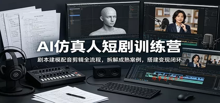 AI仿真人短剧训练营:剧本建模配音剪辑全流程,拆解成熟案例,搭建变现闭环 AI仿真人短剧训练营:剧本建模配音剪辑全流程,拆解成熟案例,搭建变现闭环